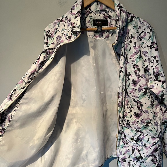 Style & Co purple white pattern windbreaker jacket Large - Picture 4 of 6